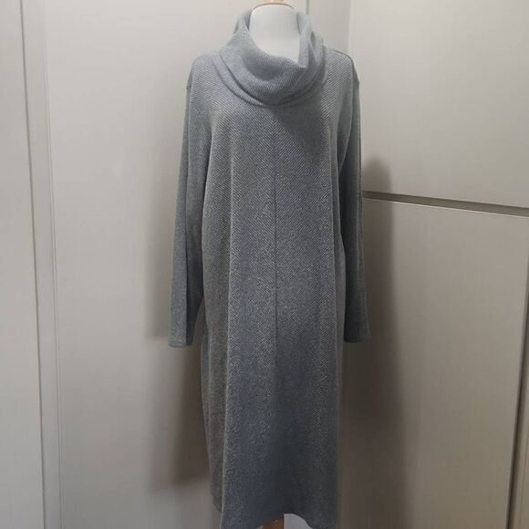 EVRI Light Grey Ribbed Knit Swing Dress, 3XL, NWOT - Picture 1 of 10